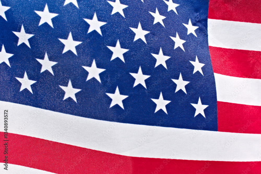 Fototapeta premium A close up photo of the blue and white stars on a US flag.