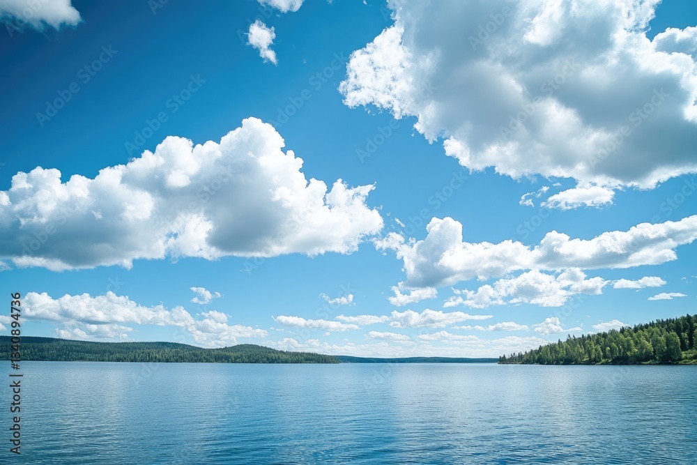 Koli National Park: Panoramic View of Pielinen Lake in Finland with Forested Hills and Blue Sky
