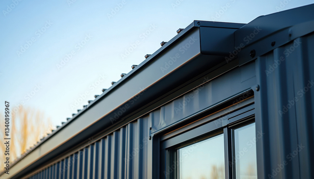 Spring-end cap secures the metal skylight, revealing quality craftsmanship in the building's structural design during daylight Spring-end cap secures the metal skylight, revealing quality craftsmanship in the building's structural design during daylight