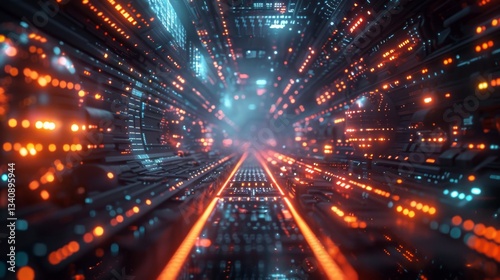 Wallpaper Mural Intricate digital tunnel showcasing ai technology, malware threats, and data protection tools Torontodigital.ca