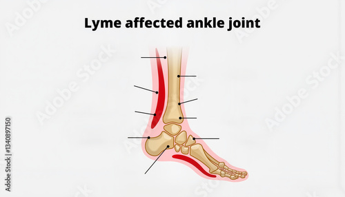 Lyme Affected Ankle Joint Diagram for Tick Bite Symptoms Awareness  