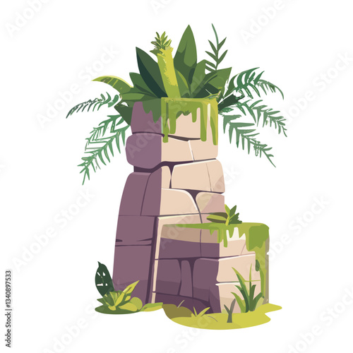 Jungle illustration overgrown structure vector