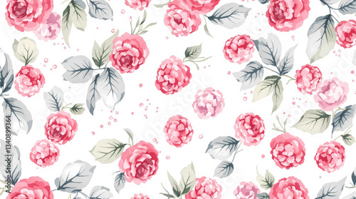 Seamless pattern of red, blue and purple berries on white background, vector