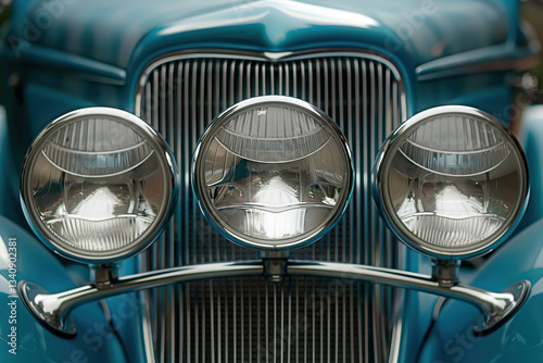 Beautiful colorful fictional cartoon car with pronounced headlights, abstract vivid composition consists of fictional unreal fantastic vision on background