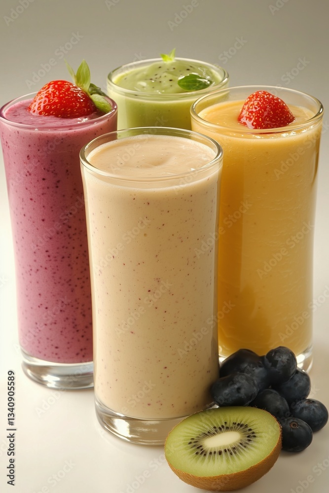 Image of an assortment of various healthy smoothies. Image of an assortment of various healthy smoothies.