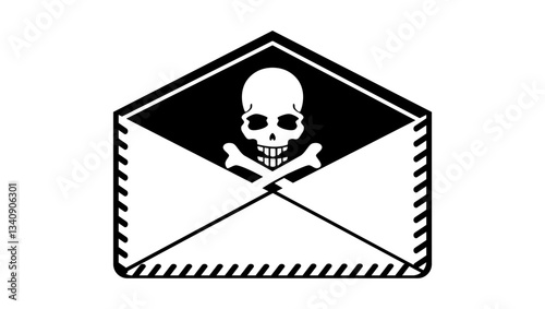 Email spam, black and red isolated silhouette