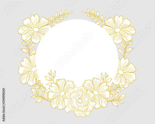 Elegant Gold Aster and Anemone Flower Wreath