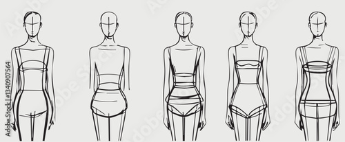 Sketch. Fashion Clothes mannequin on a white background