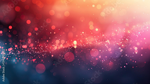 A vibrant, abstract background featuring colorful bokeh effects with soft gradients of red, pink, and blue.