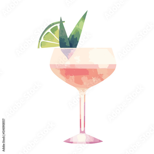 Flat illustration cocktail Brandy beverage alcohol glass vector