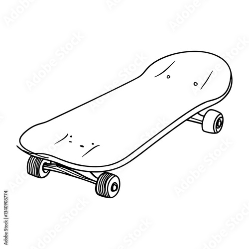 Skateboard white line art vector