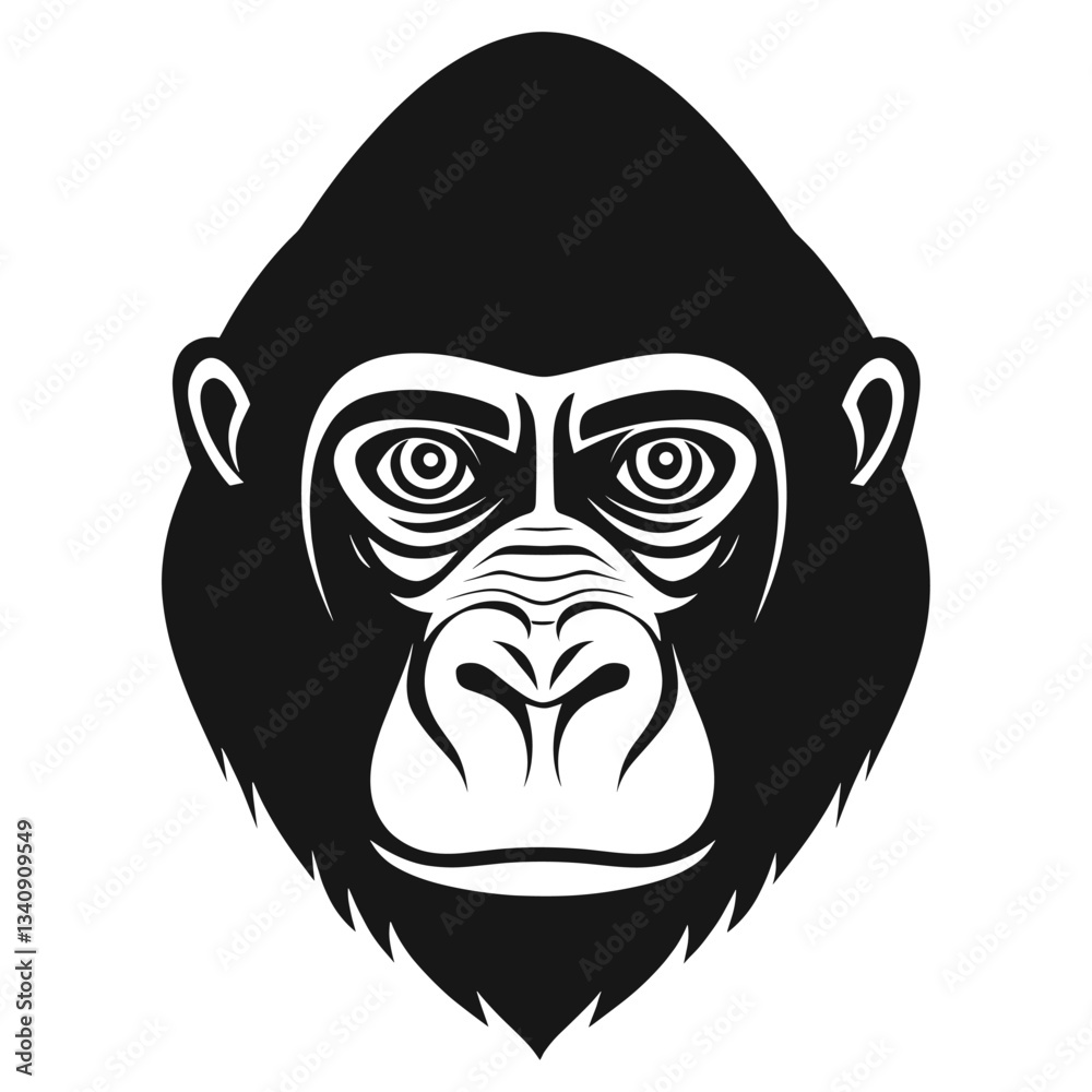 Obraz premium Gorilla face linear illustration wildlife gorilla vector