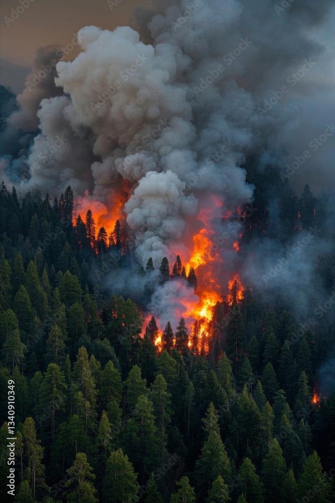 Fototapeta premium araffe burning in the forest with a lot of smoke