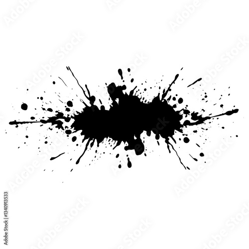 Simple real ink splatter stencil black silhouette vector