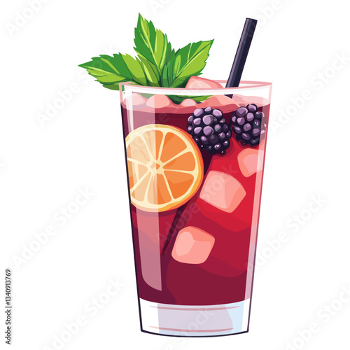 Bramble cocktail illustration beverage drink vector