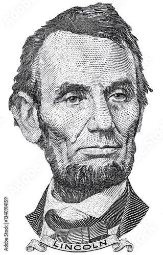 Abraham Lincoln's face from the five dollar bill