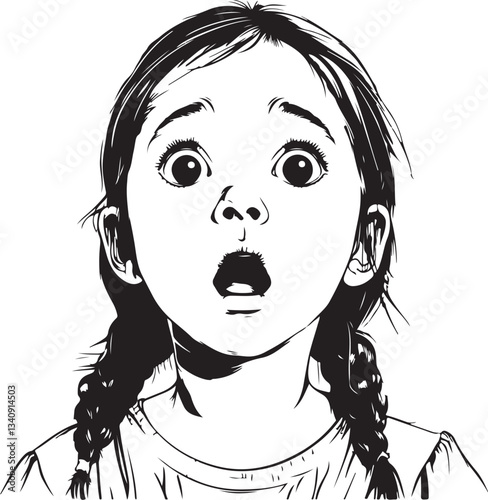 scared face of a little girl