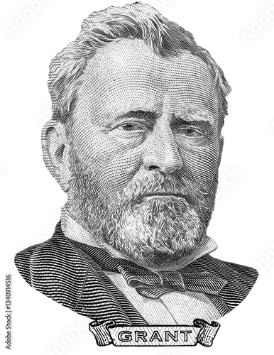 Ulysses Simpson Grant's face from the fifty dollar bill