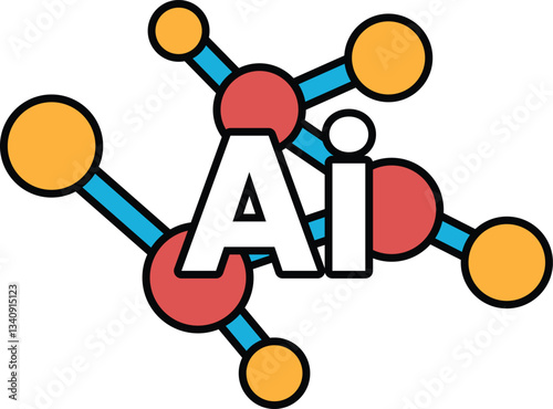 A colorful drawing of a molecule with the letters AI in the middle