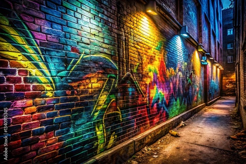 Weathered Urban Wall with Peeling Graffiti Art - Long Exposure Photography