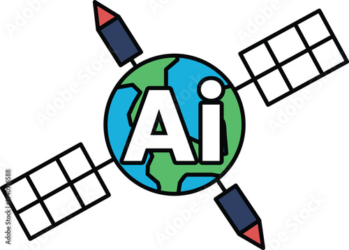 A blue and green globe with a white background and the letters AI on it