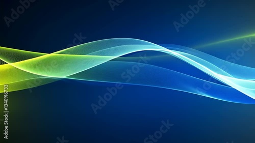 Abstract Digital Waveform Composition with Dynamic Blue and Yellow Gradient on Dark Background