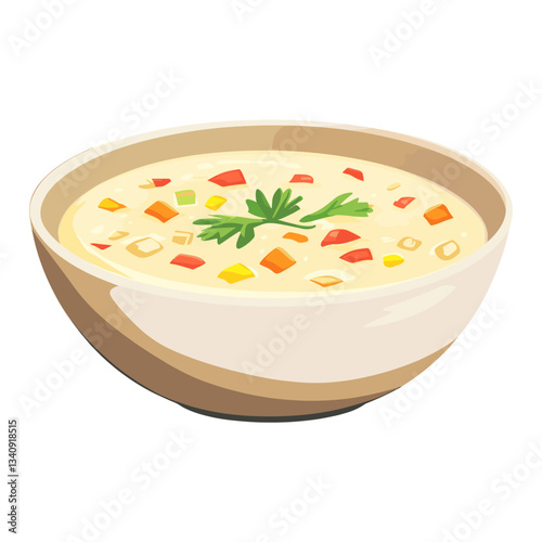 Corn chowder in a bowl illustration meal soup vector