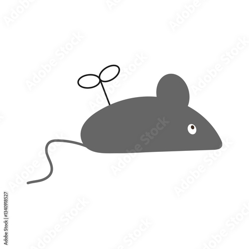 Clockwork mouse toy for pranks and April Fools Day. Vector illustration.
