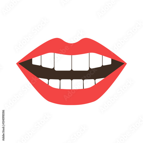 Funny cartoon mouth with teeth for April Fools Day. Vector illustration.