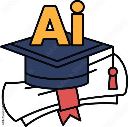 A graduation cap with the letters AI on it