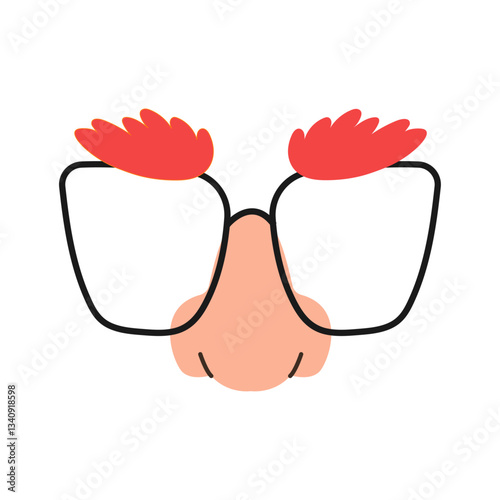 Funny disguise glasses with fake nose and eyebrows. Vector illustration.