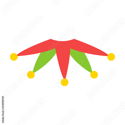 Jester collar in red and green colors with yellow bells. Vector illustration.