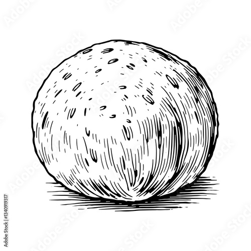 Hand drawn Meatball food. Engraving style black and white on white backgrounds. Vector