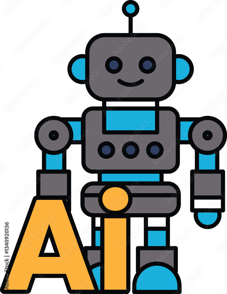 Fototapeta premium A robot is standing in front of the letter A