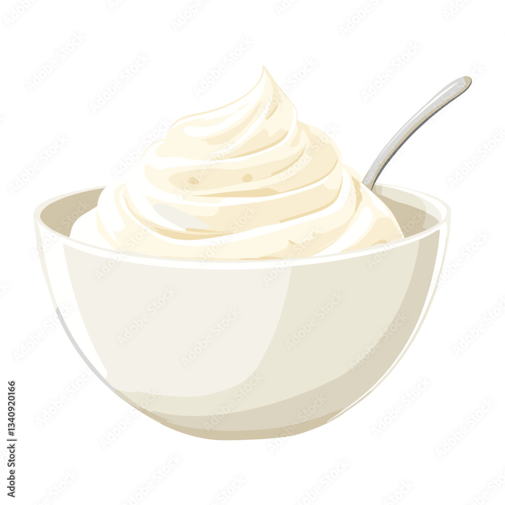 Yoghurt in a bowl illustration texture yogurt vector