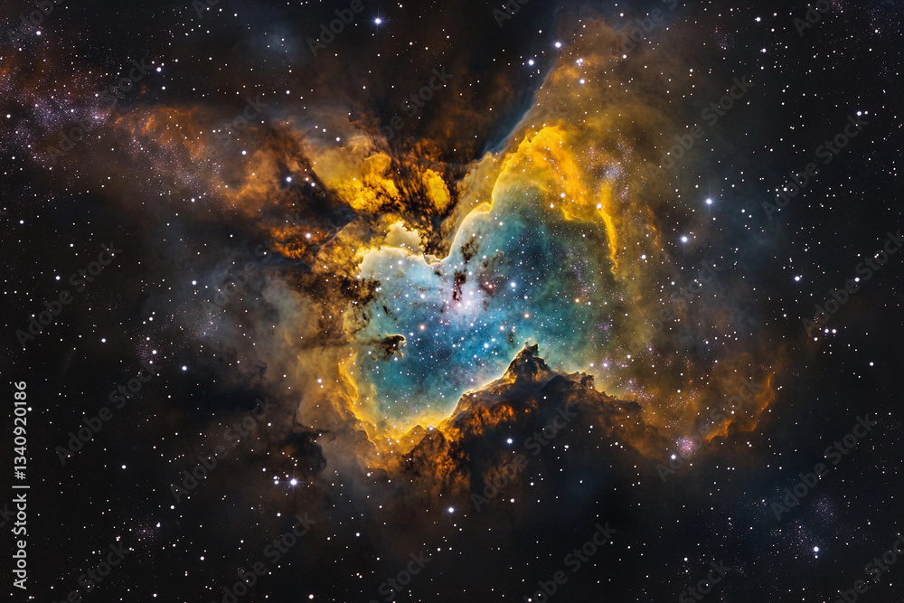 Fototapeta premium Vibrant cosmic explosion resembling a floral design captured in the vast universe