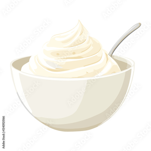Obraz na płótnie Yoghurt in a bowl illustration texture yogurt vector w salonie