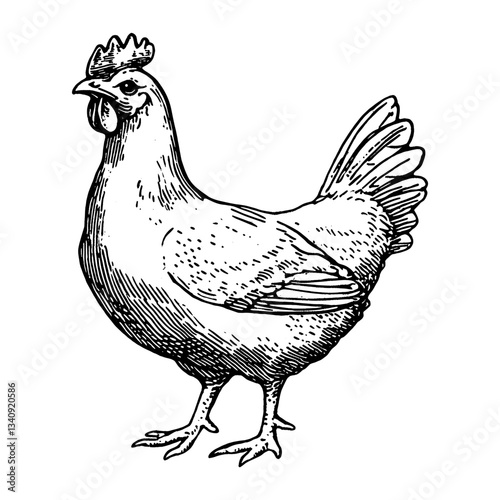 Chicken poultry animal sketch vector