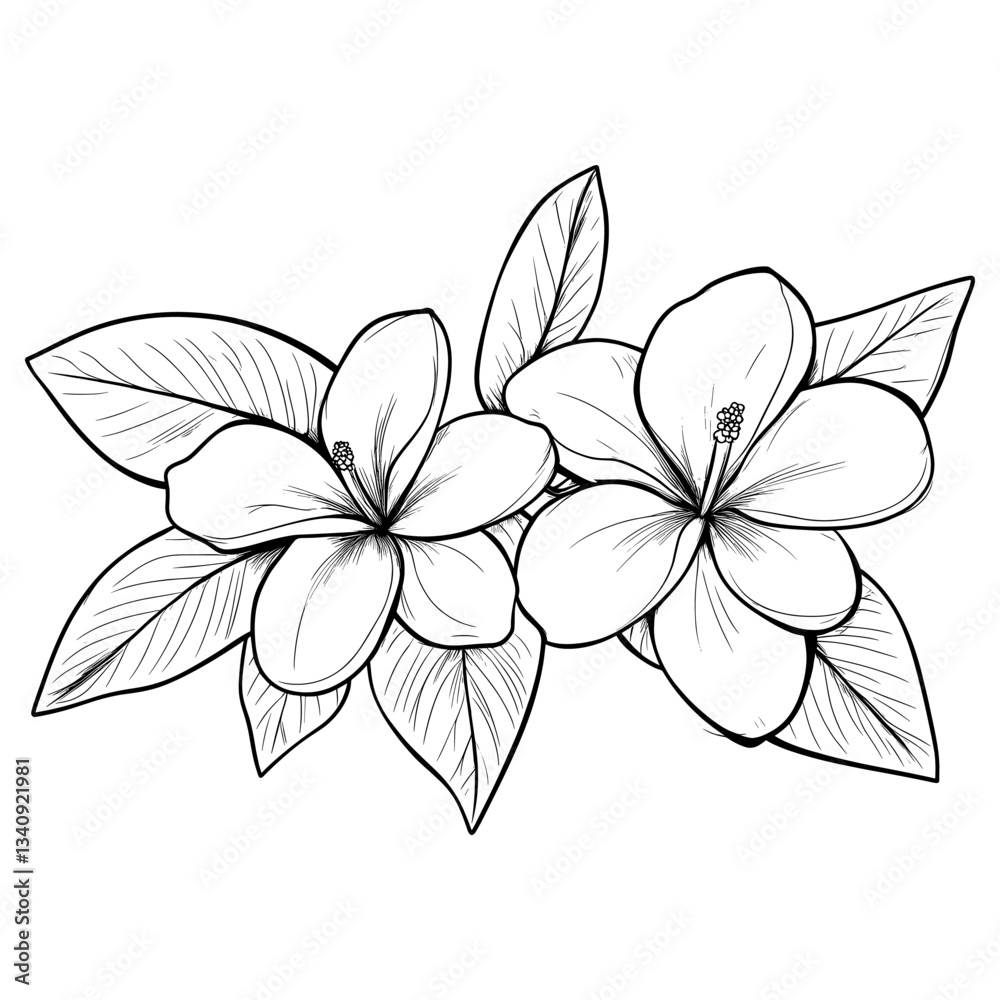 Obraz premium A plumeria art drawing sketch vector