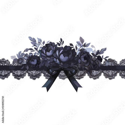 Black flower lace flowers dark vector