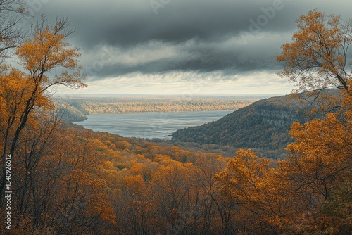 Letchworth State Park Autumn Landscape View from Grandview in New York photo