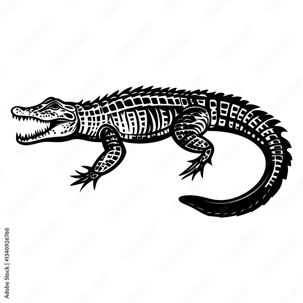 Simple alligator outline icon linear illustration animal design vector