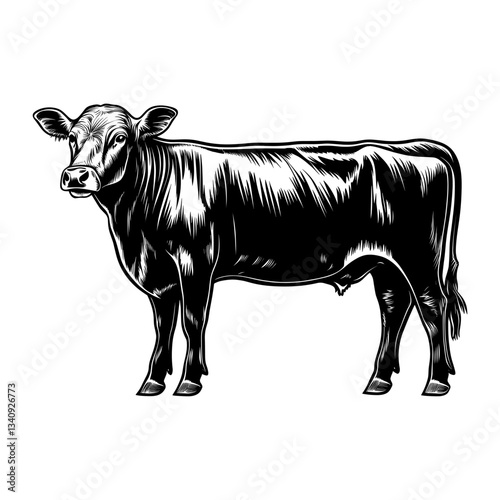 Simple cow linear illustration livestock animal vector