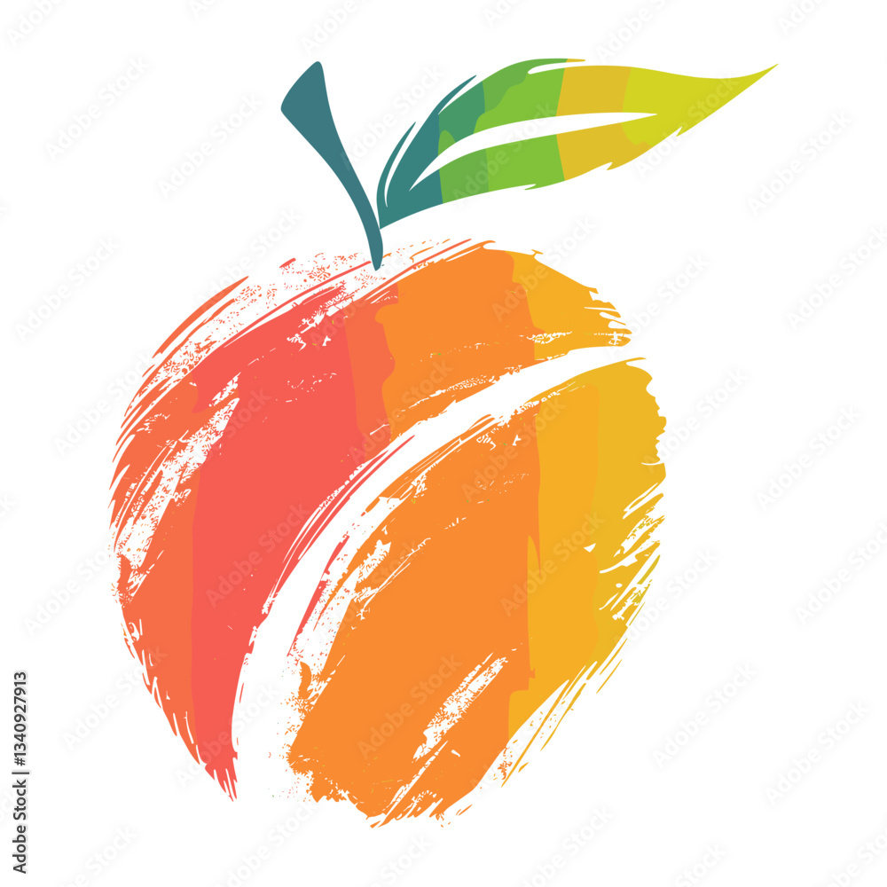 Fototapeta premium Fruit shape illustration colorful peach vector