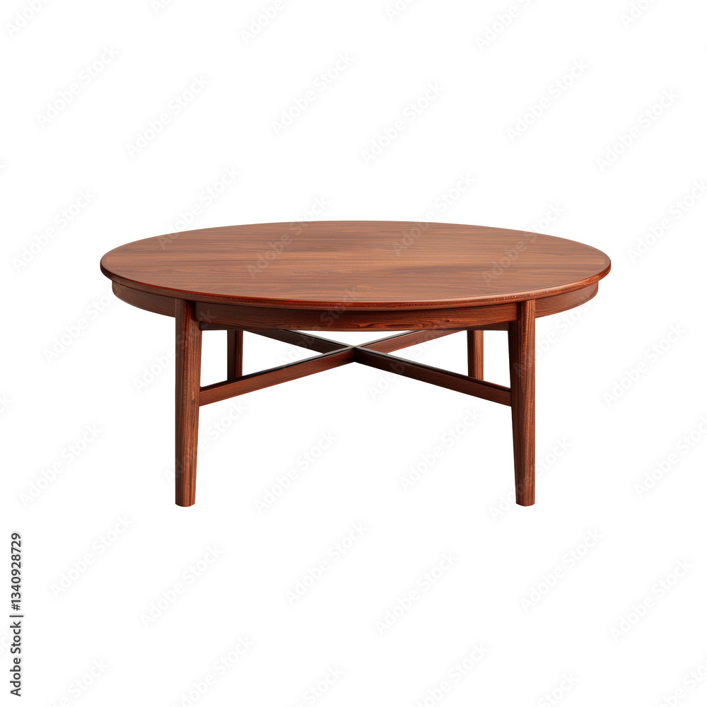 Fototapeta premium Modern wooden round coffee table with elegant design