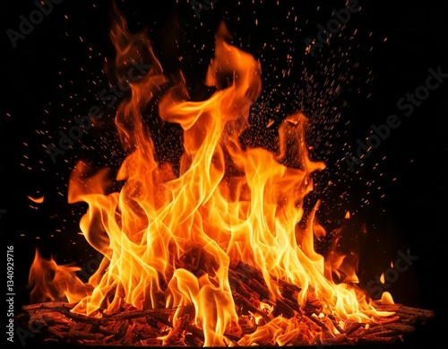 fire in the fireplace