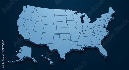 3D Model of the United States of America Map