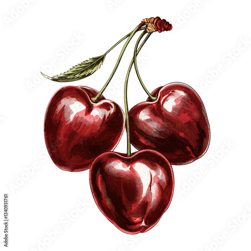 Cherries fruit cherry illustration vintage vector