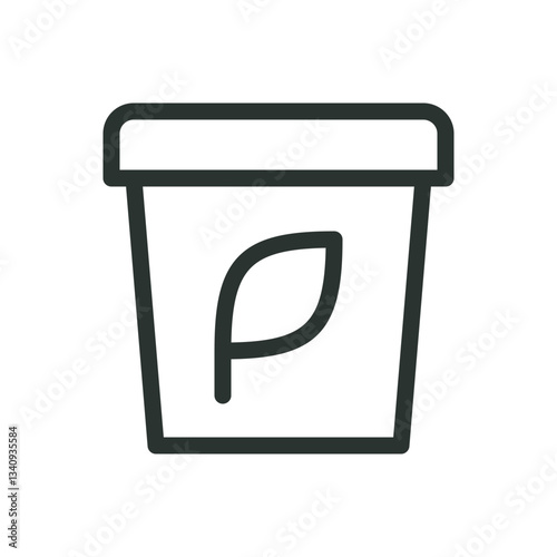 Compost bin line icon, kitchen compost pail vector symbol with editable stroke