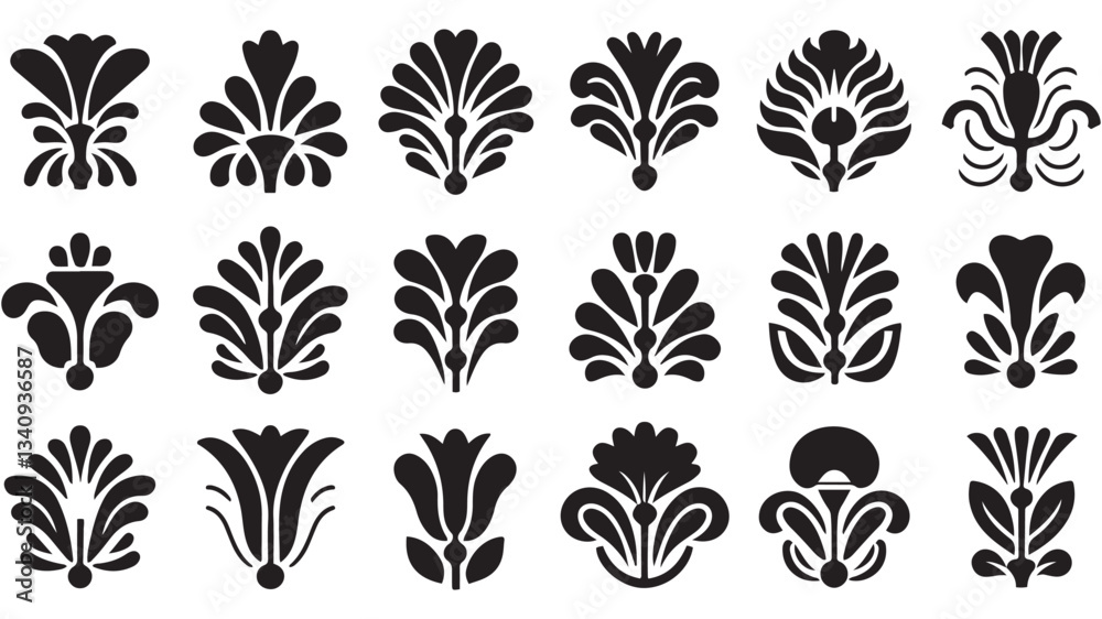 Elements In baroque, rococo, victorian renaissance style. Trendy floral vintage pattern. Vector illustration with white background Elements In baroque, rococo, victorian renaissance style. Trendy floral vintage pattern. Vector illustration with white background